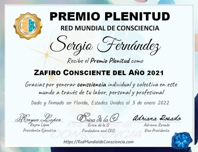 Sergio Fernández - Premio Plenitud - Zafiro del Año 2021